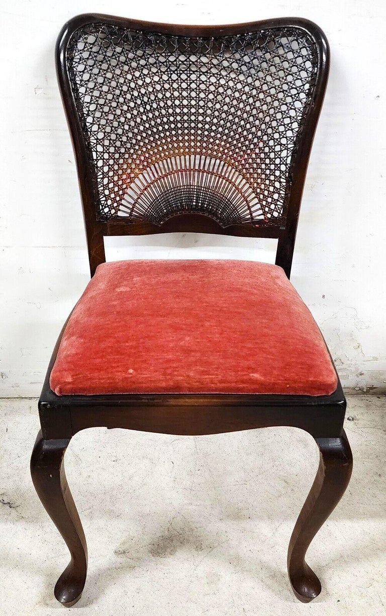 Queen Anne Dining Chairs Cane Back William and Mary Set of 6 For Sale