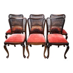 Sedie da pranzo Queen Anne con schienale a canne William & Mary, set di 6 sedie