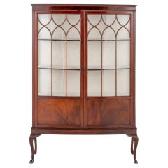 Antique Queen Anne Display Cabinet Mahogany Bookcase