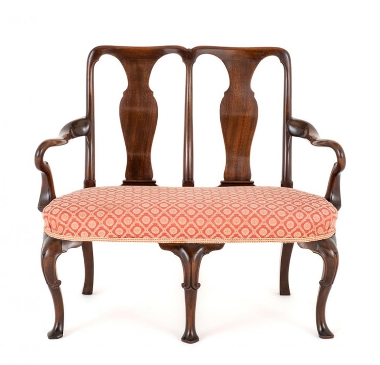 Queen Anne Double armchair Settee Mahogany, 1880 For Sale at 1stDibs