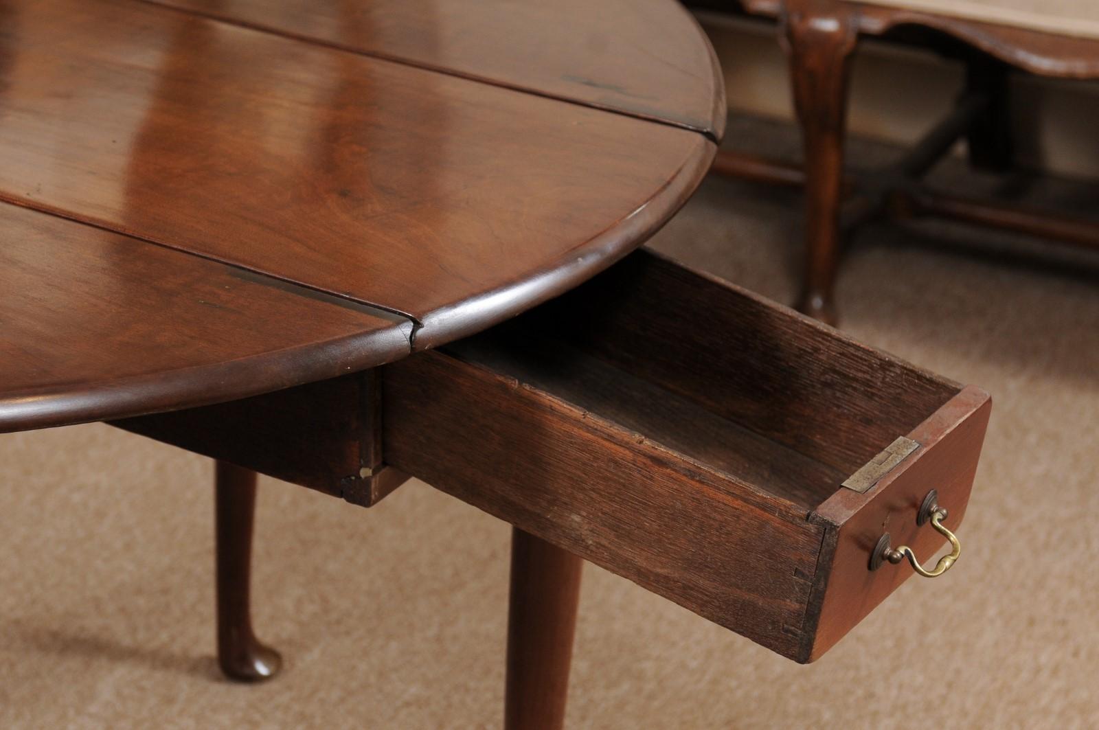 English Queen Anne Drop Leaf Table in Walnut with Pad Feet