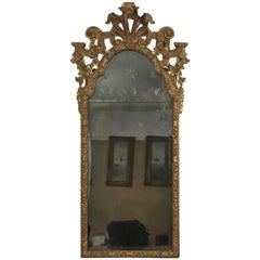 Antique Queen Anne Early 18th Century Wall Mirror