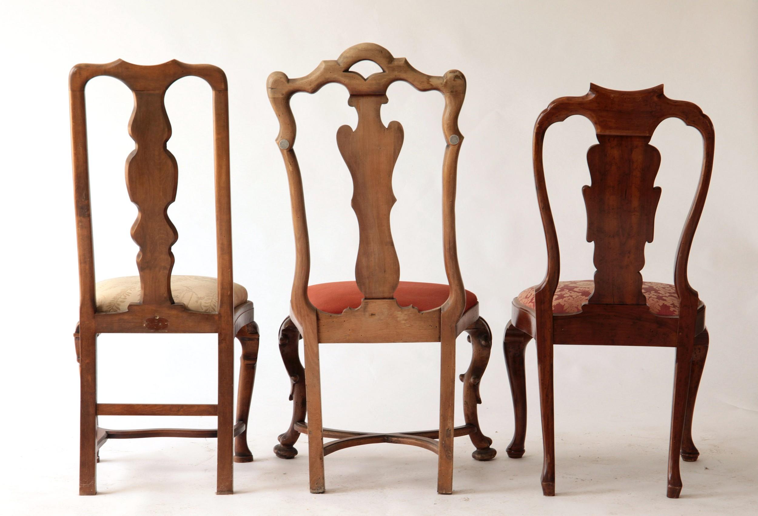 Eklektisches Set, einzigartiges Set aus sechs Stühlen, je in verschiedenen Designs, Queen Anne im Angebot 2