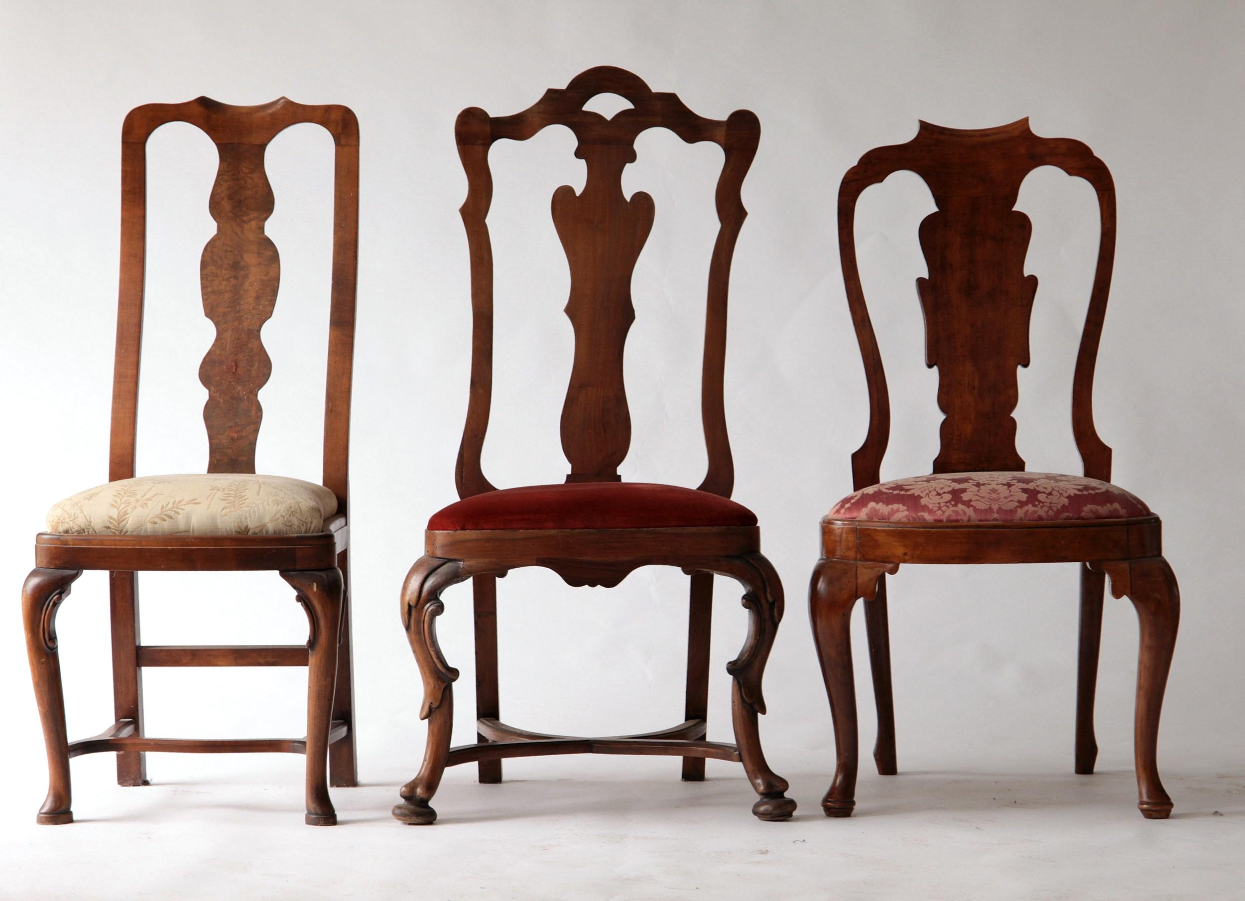 Eklektisches Set, einzigartiges Set aus sechs Stühlen, je in verschiedenen Designs, Queen Anne (Englisch) im Angebot