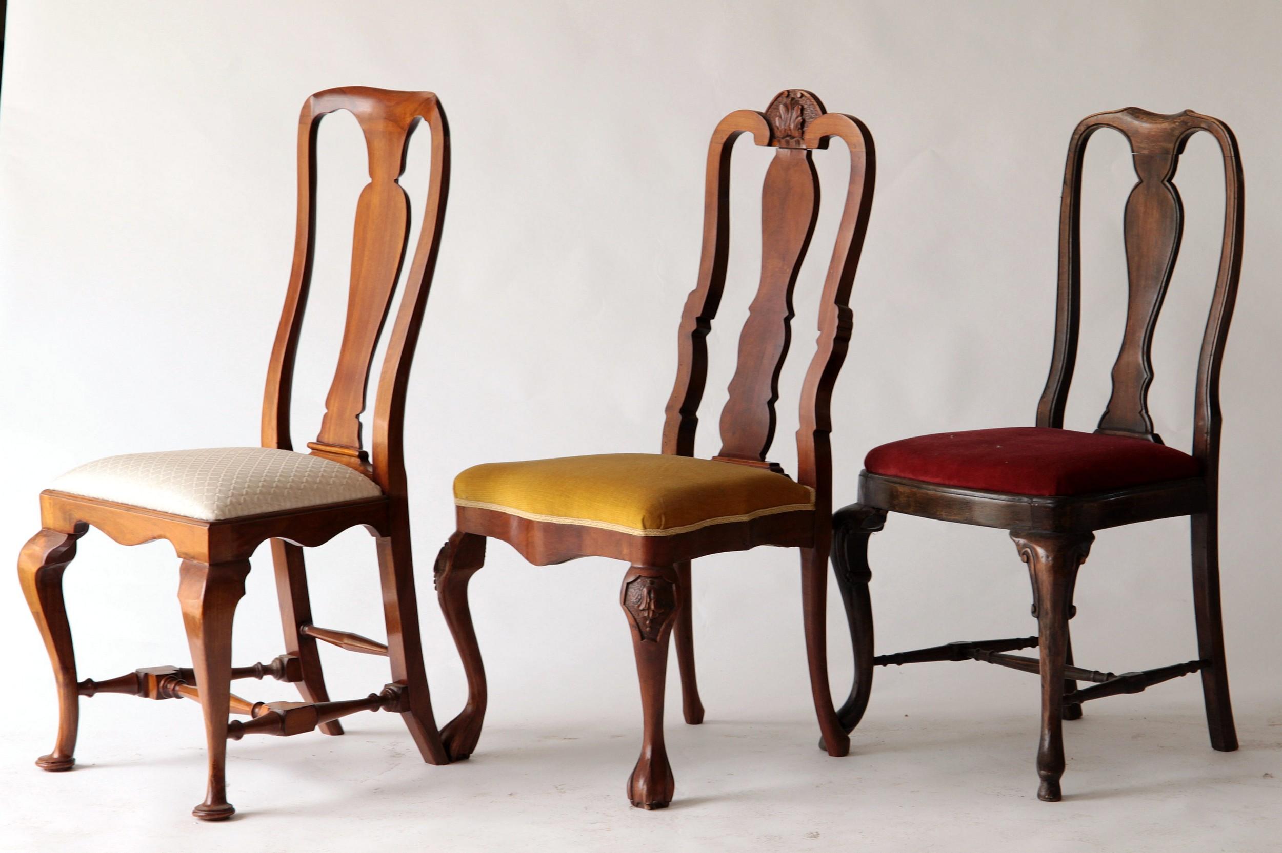 English Queen Anne Eclectic Set, Unique Set of Six chairs, Each in Different Design For Sale