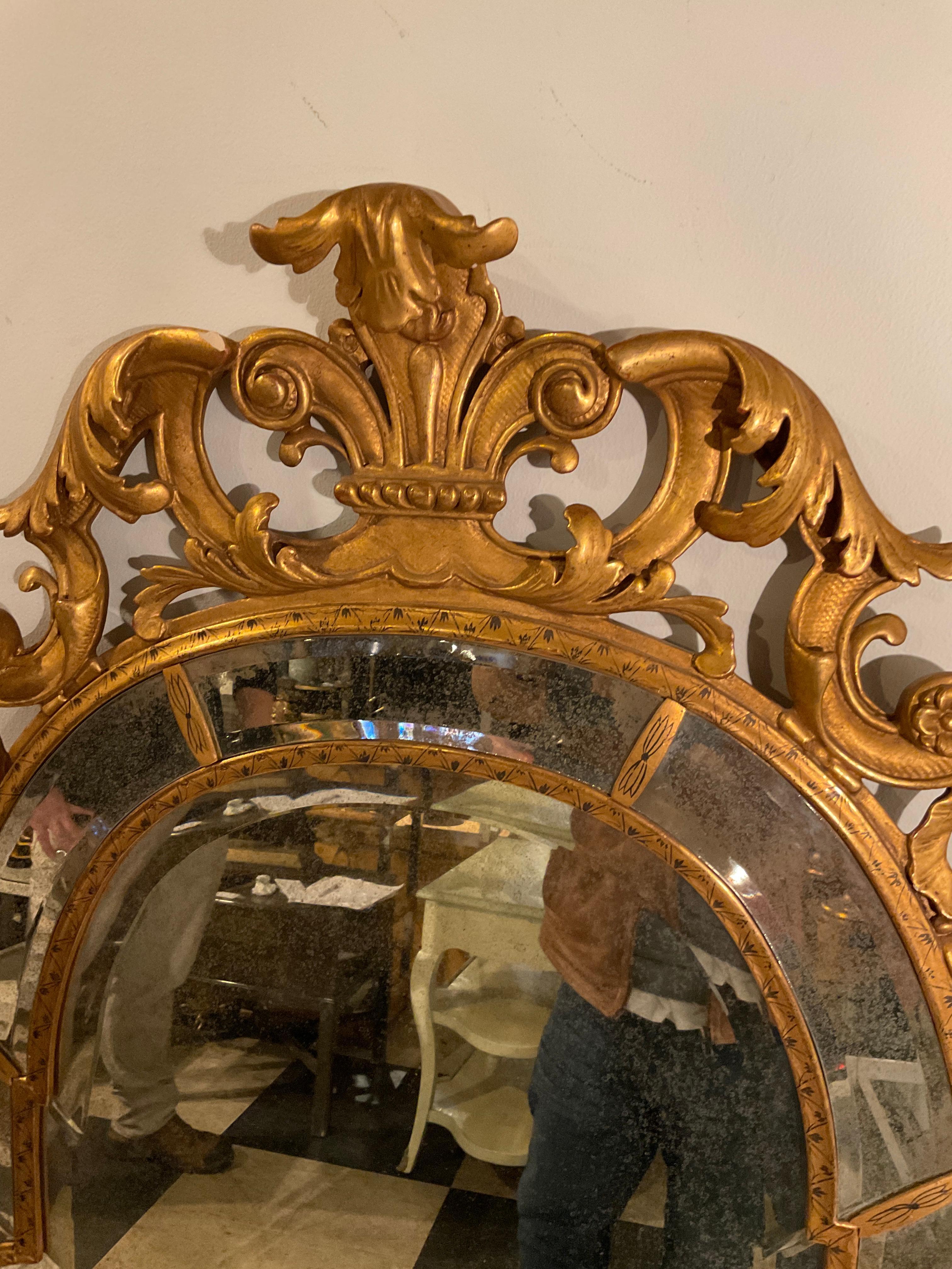 Wood Queen Anne French Style Mirror By Mirror Fair For Sale