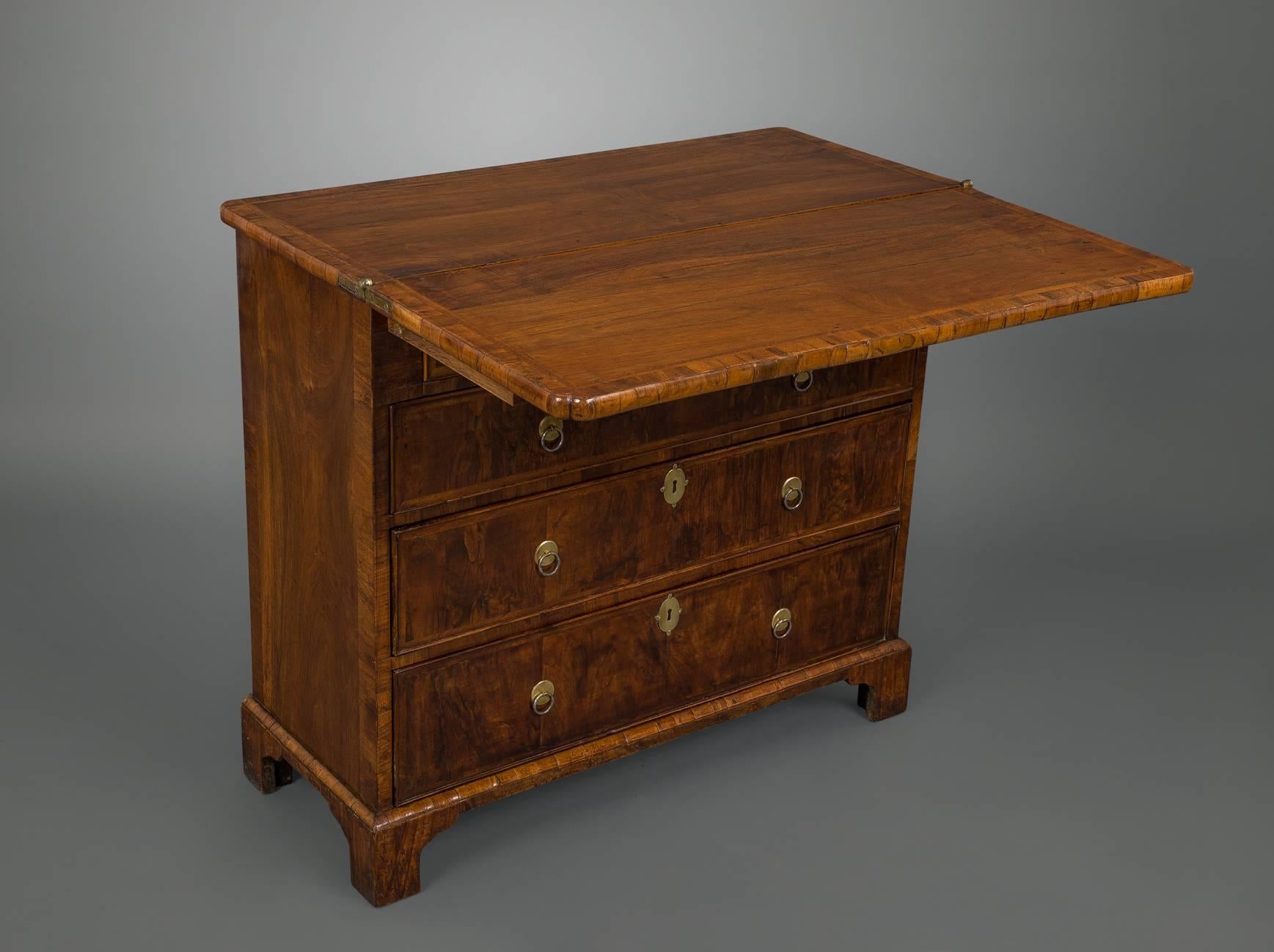 English Queen Anne/George I Burr Walnut Bachelors Chest For Sale
