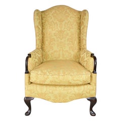 Antique Queen Anne / George II Style Wingback Arm Chair