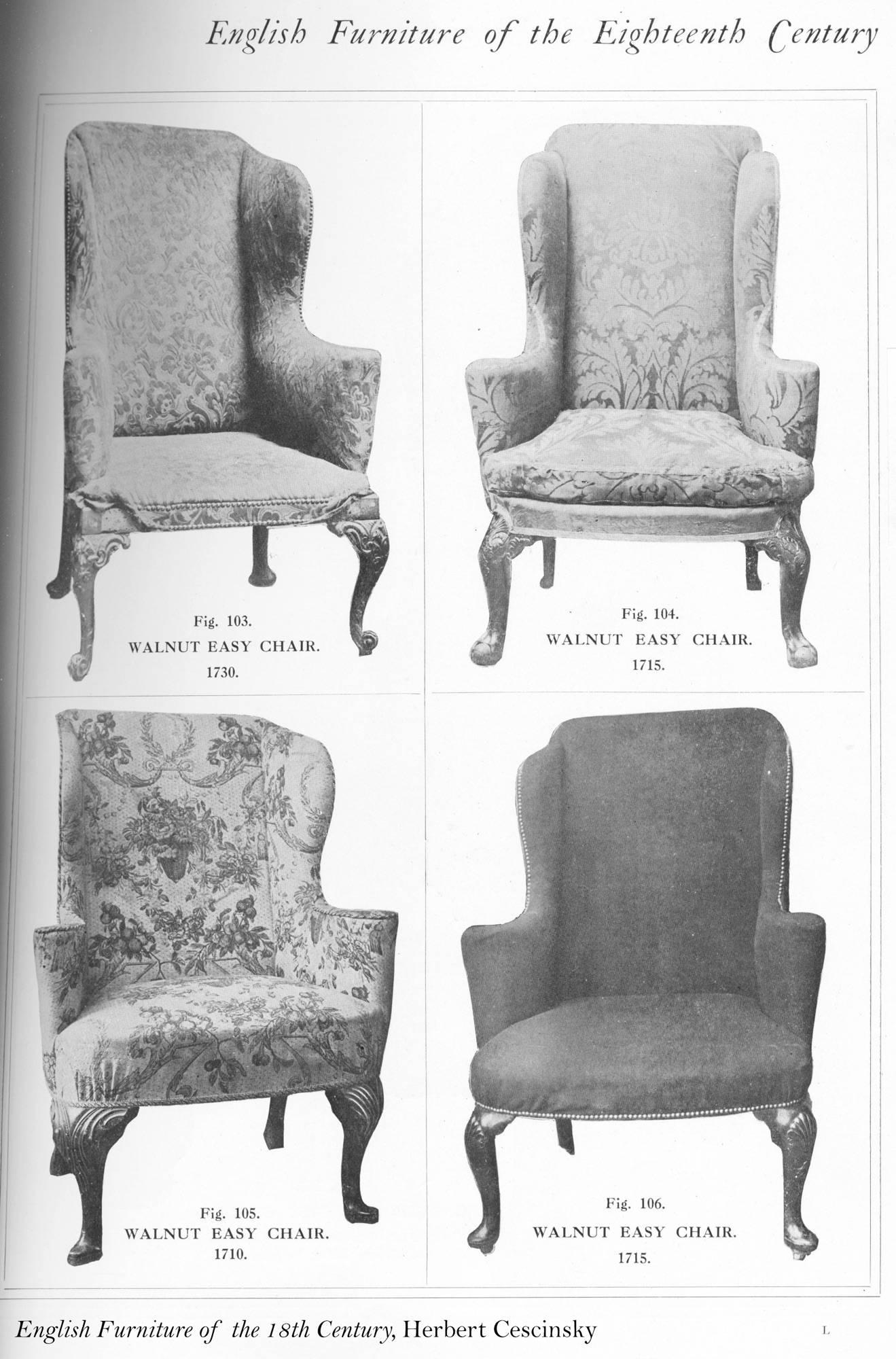 Queen Anne / George II Walnut Wing Chair with Carved Knees, Claw & Ball Feet For Sale 2