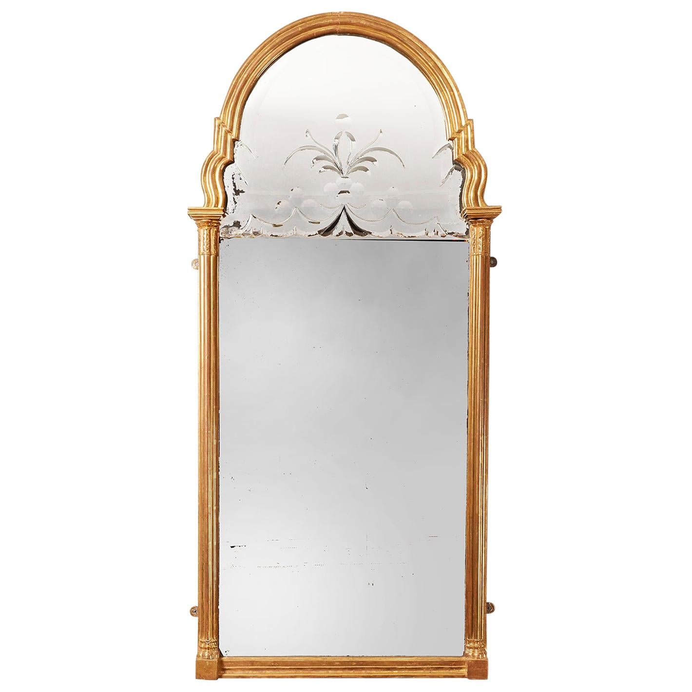 Queen Anne Gilt Pier Mirror, circa 1700-1710. With gilt frame