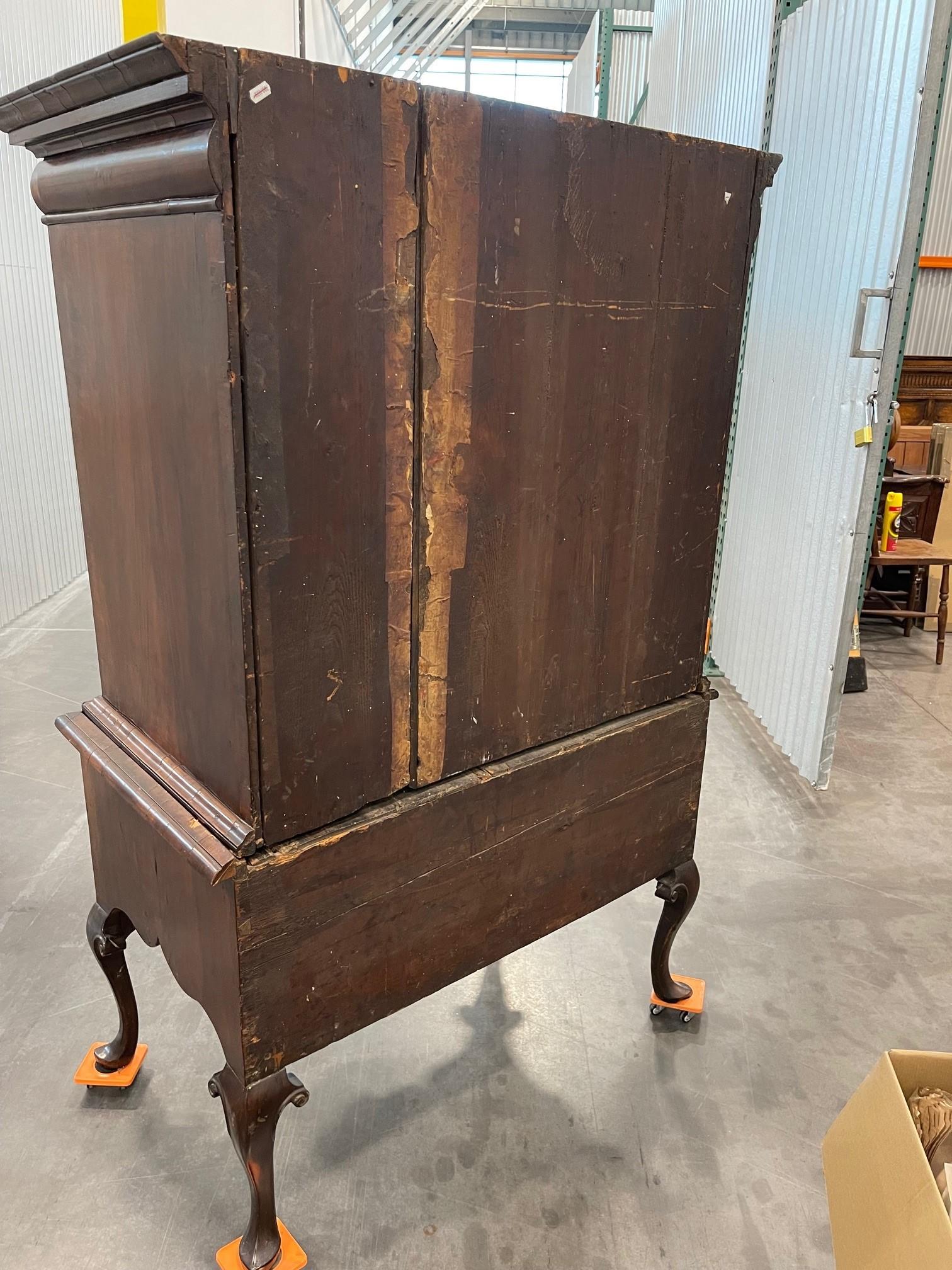 18th Century Queen Anne Herringbone-Banded  Walnut Chest on Stand Circa 1710 For Sale