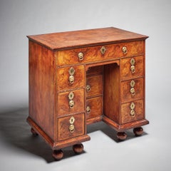 Queen Anne Highly Figured Walnut Kneehole Desk, Circa 1700-1720
