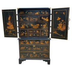 Queen Anne Japanned Cabinet on Chest