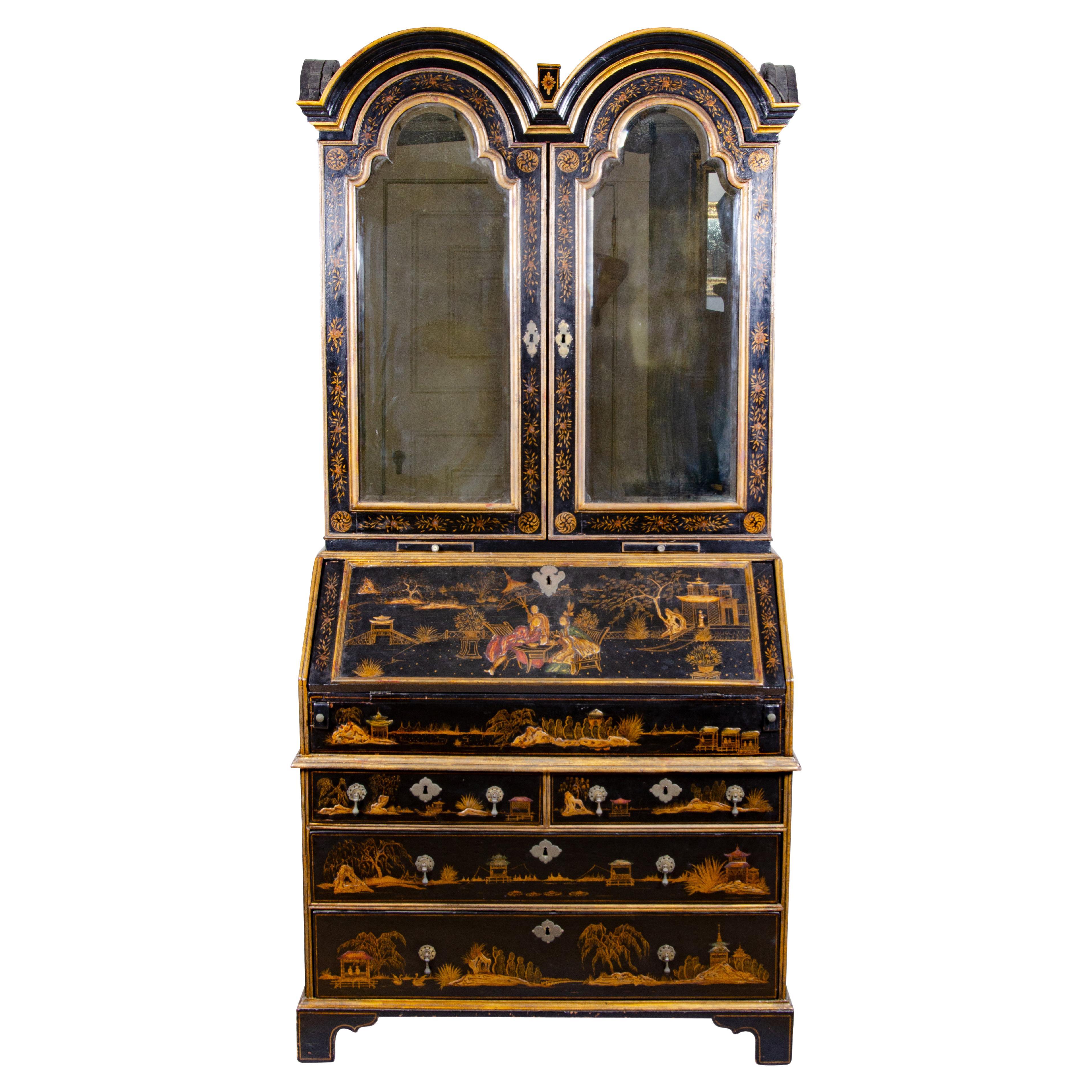 Queen Anne Japanned Secretary Bookcase For Sale