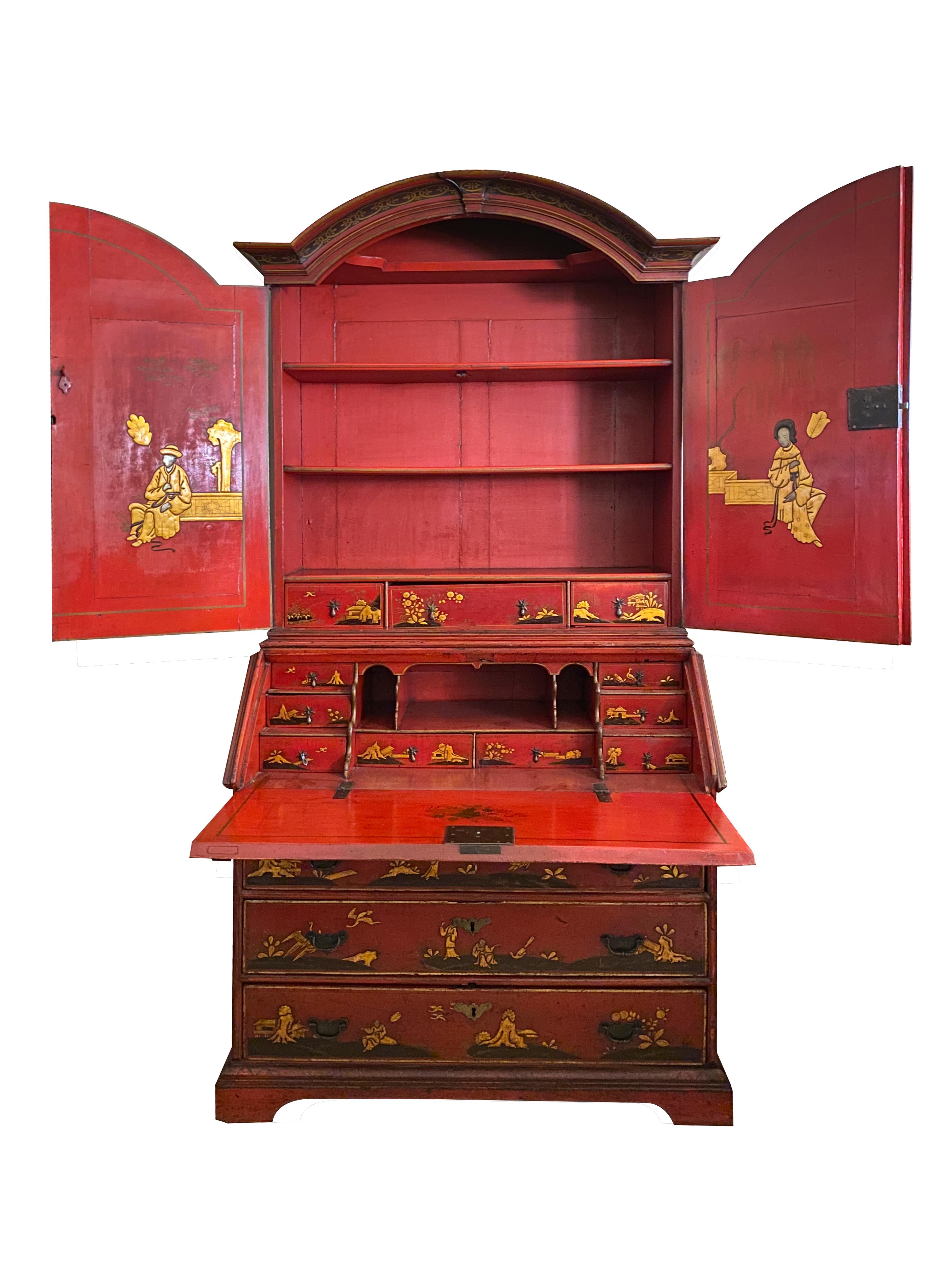 Oak Queen Anne Japanned Secretary
