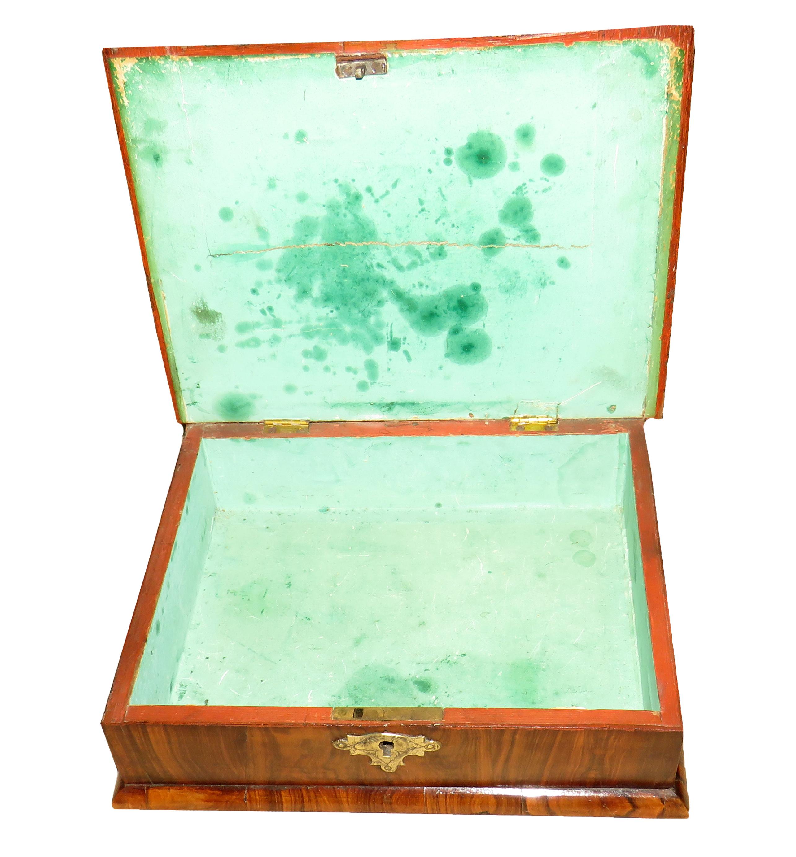 Other Queen Anne Laburnum Oyster Veneered Antique Glove Box