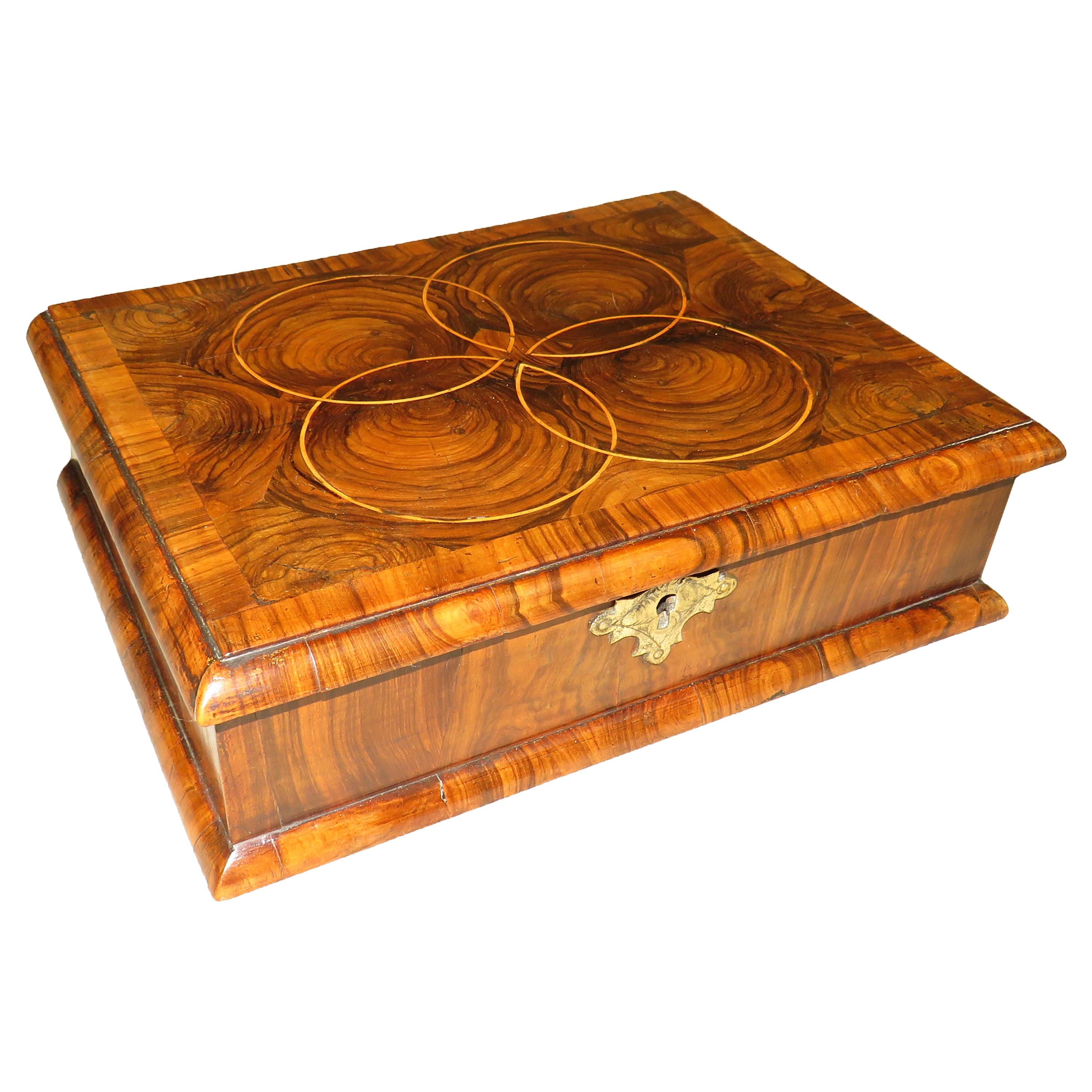 Queen Anne Laburnum Oyster Veneered Antique Glove Box
