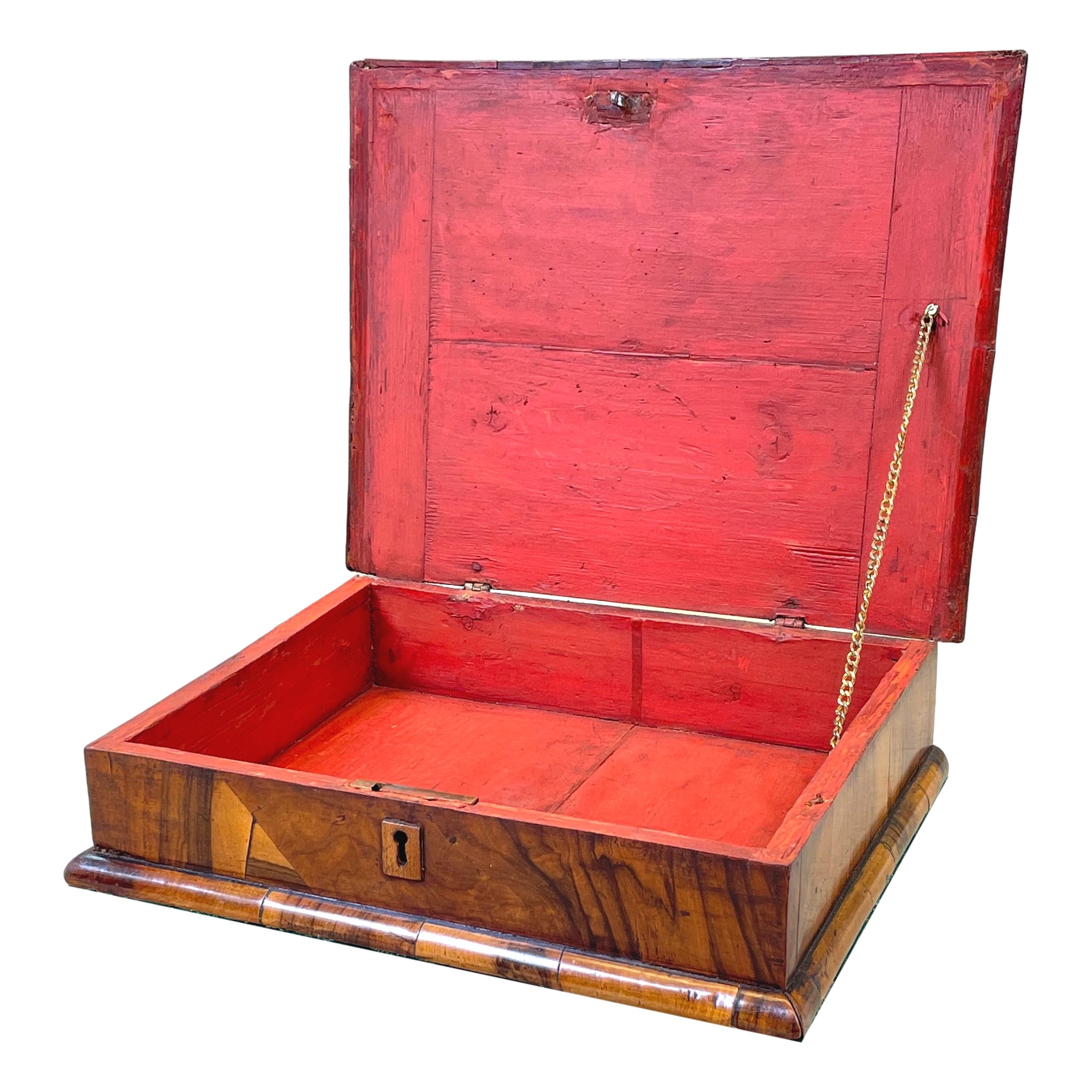 18th Century Queen Anne Laburnum Oyster Veneered Glove Box 