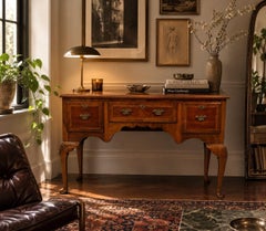 Queen Anne, Lowboy Writing Desk, Burl, Crotch Mahogany Veneer, Walnut, England