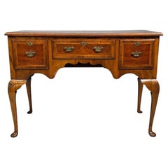 Queen Anne, Lowboy Writing Desk, Burl, Crotch Mahogany Veneer, Walnut, England