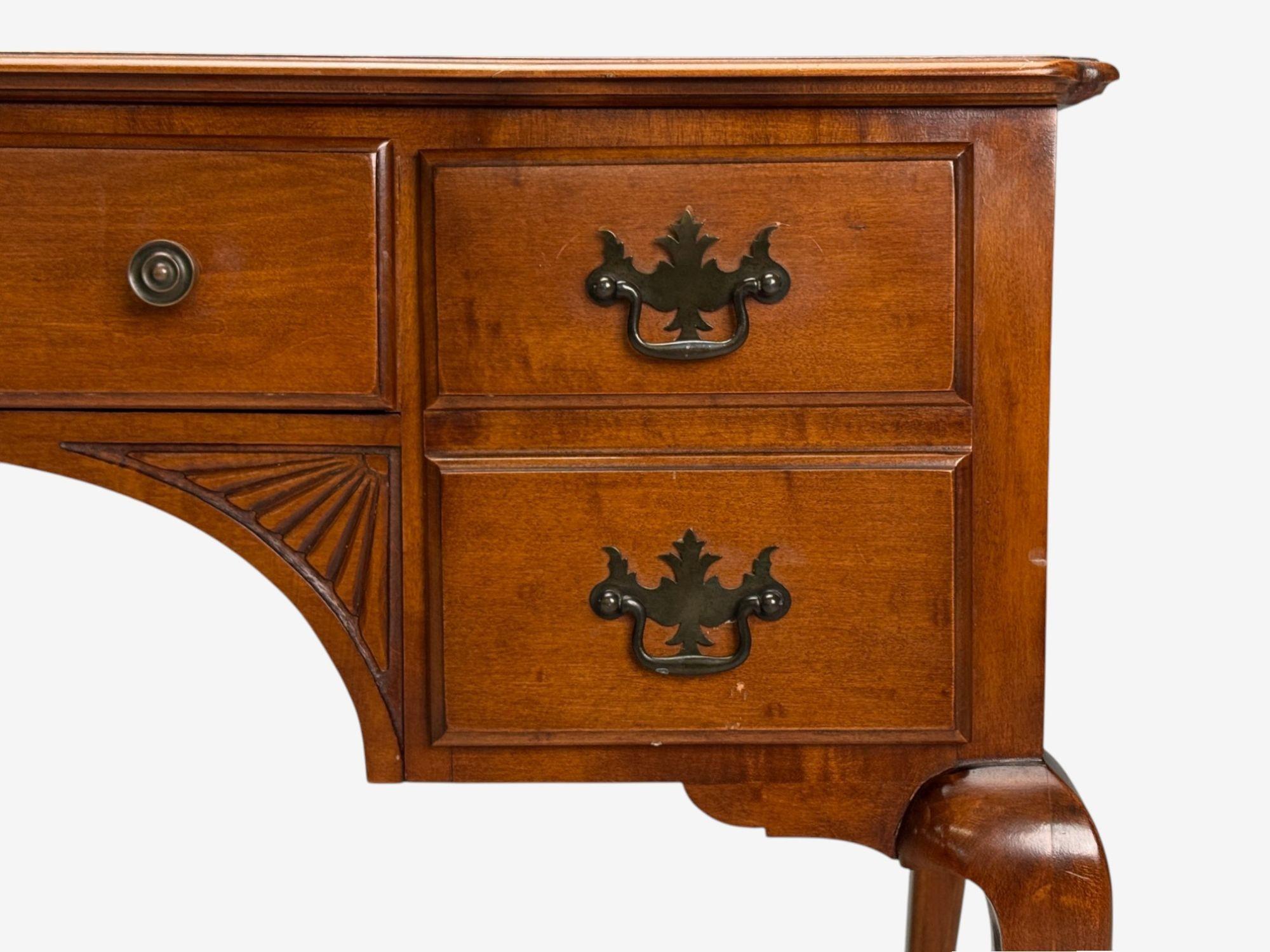 English Queen Anne, Mahogany, Brass, Writing Desk, England, 1900s For Sale