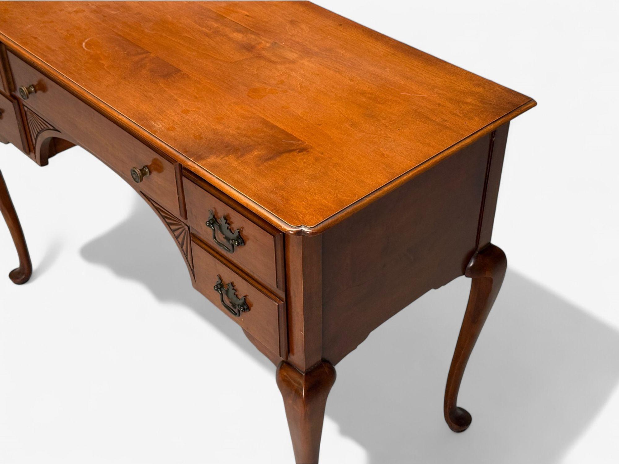 Early 20th Century Queen Anne, Mahogany, Brass, Writing Desk, England, 1900s For Sale