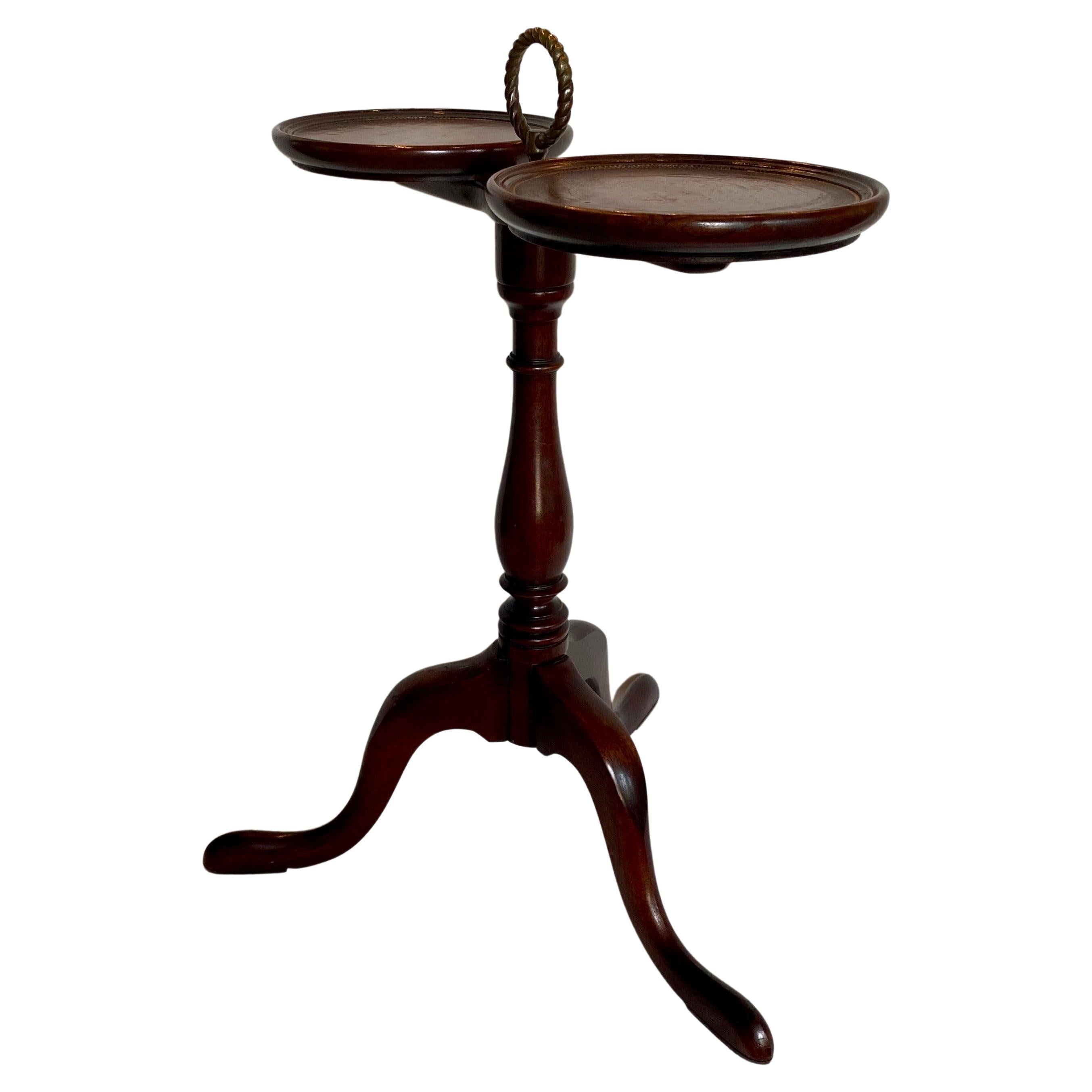 20th Century Queen Anne Mahogany Pedestal Drinks Side Table by Brandt Furniture 