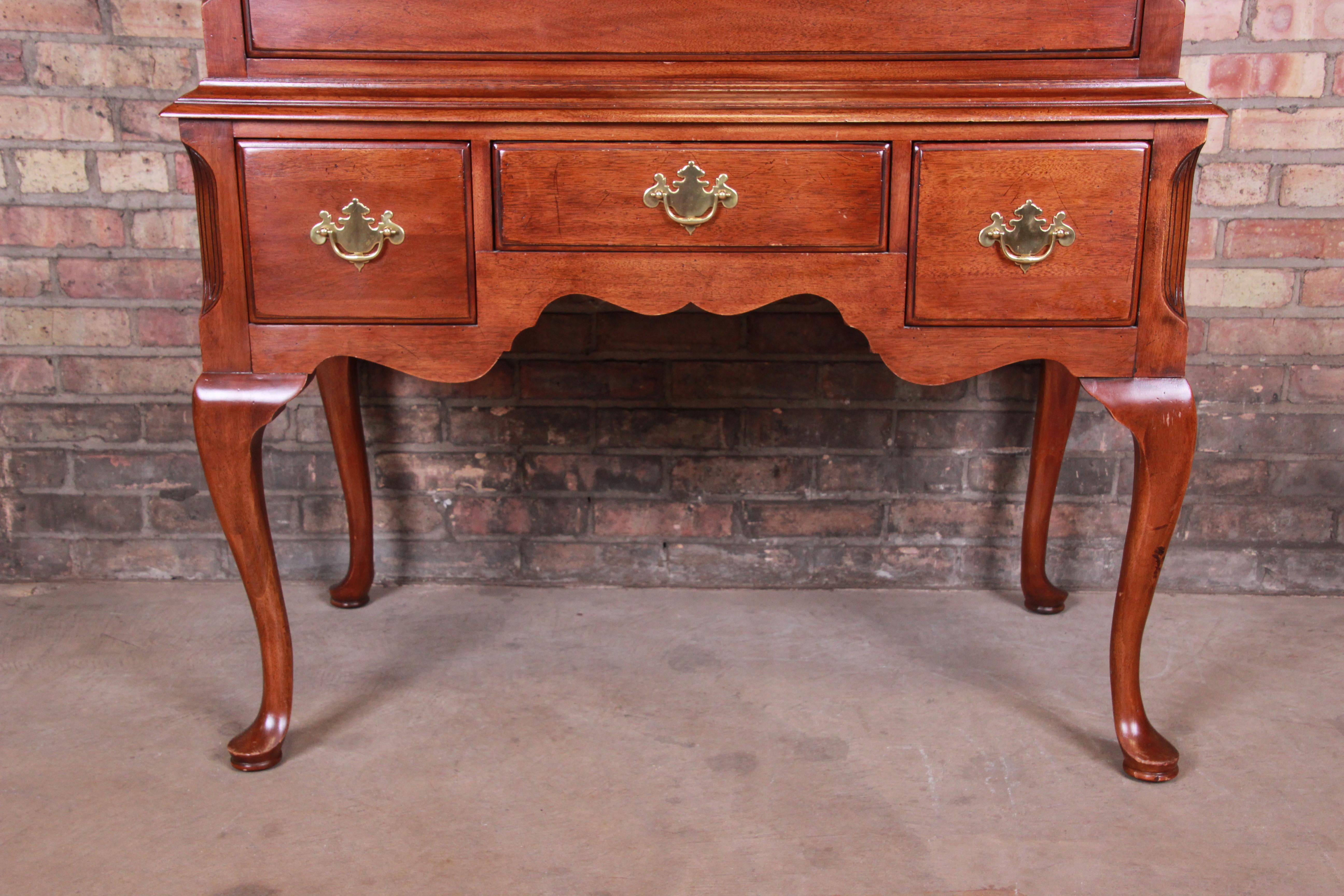 American Queen Anne Mahogany Highboy Dresser by Davis Cabinet Company