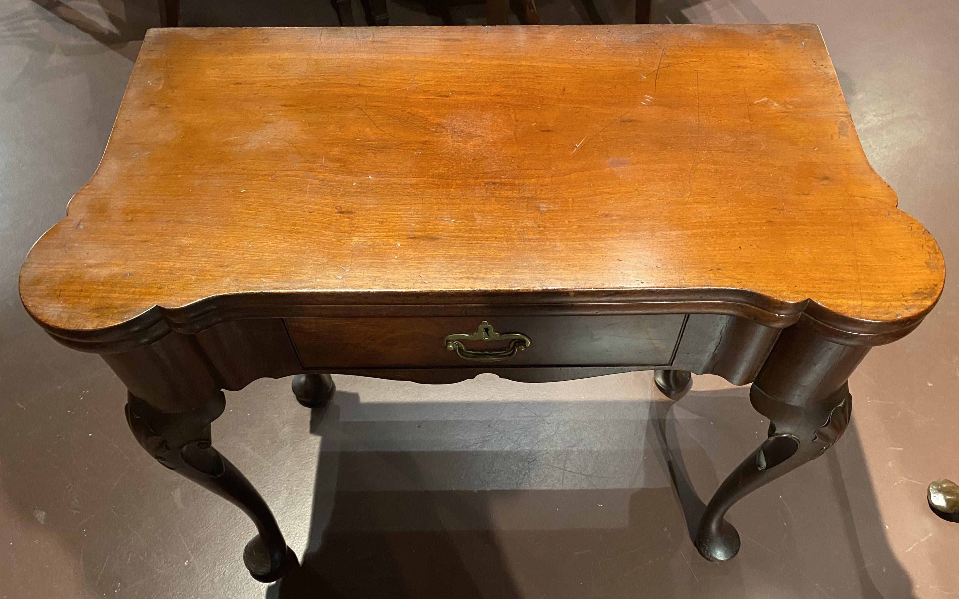 English Queen Anne Mahogany Shell Carved Card Table circa 1760