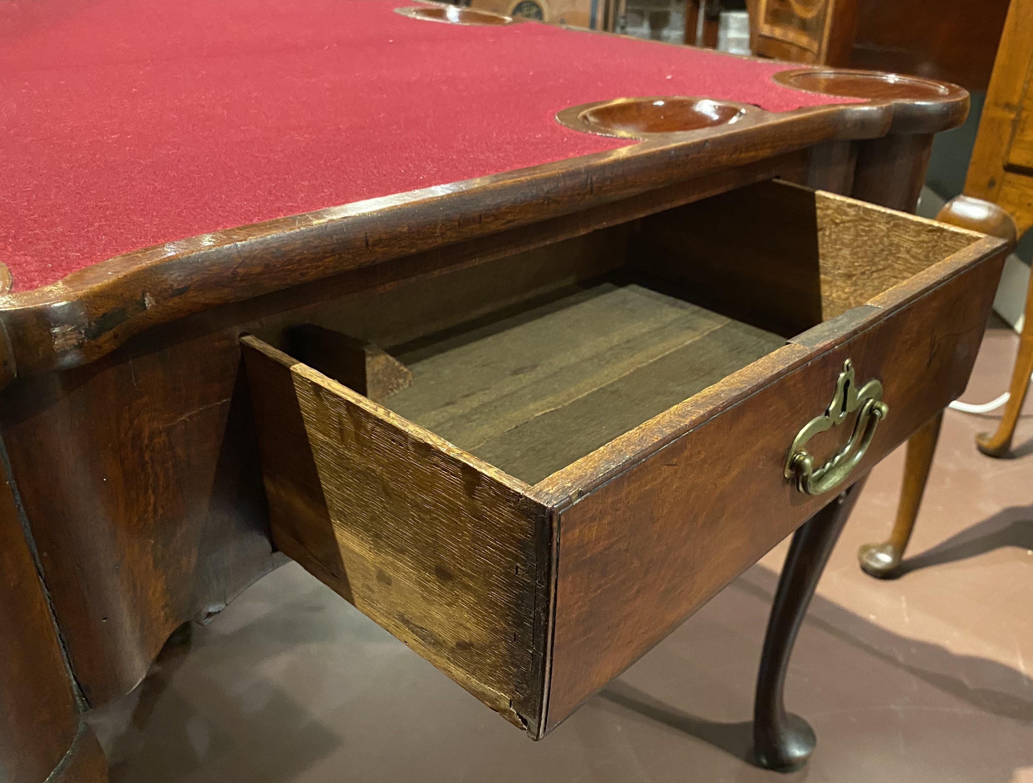 Brass Queen Anne Mahogany Shell Carved Card Table circa 1760