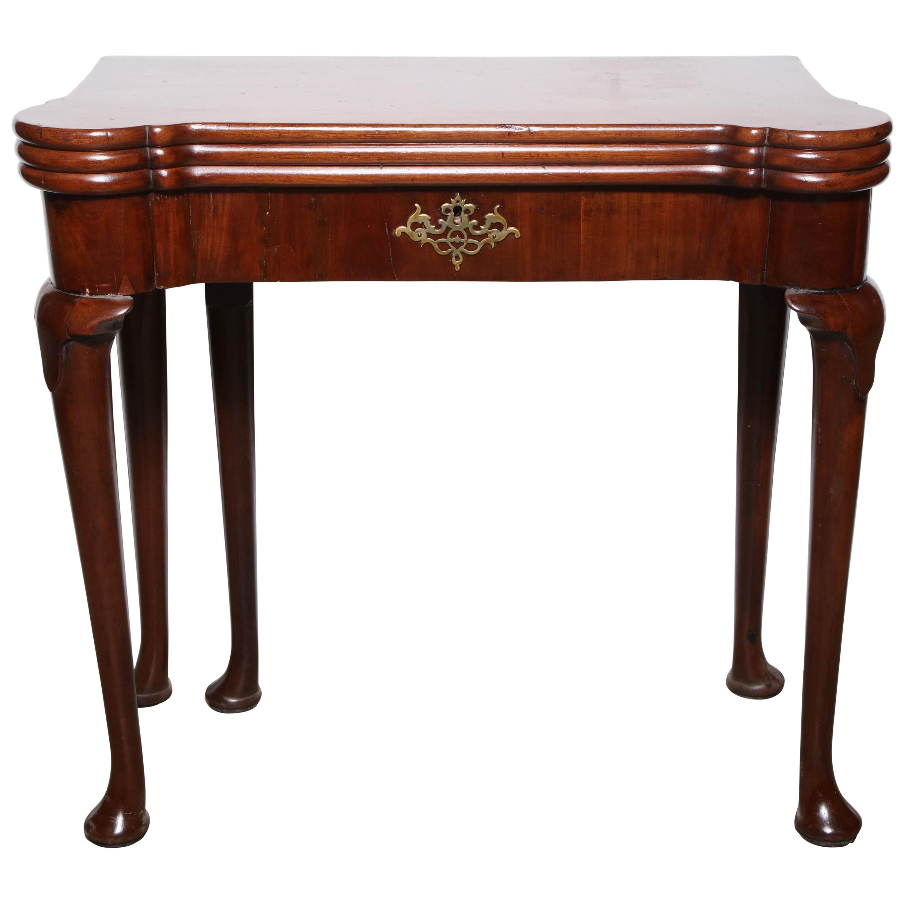 Queen Anne Mahogany Triple Top Card Table For Sale