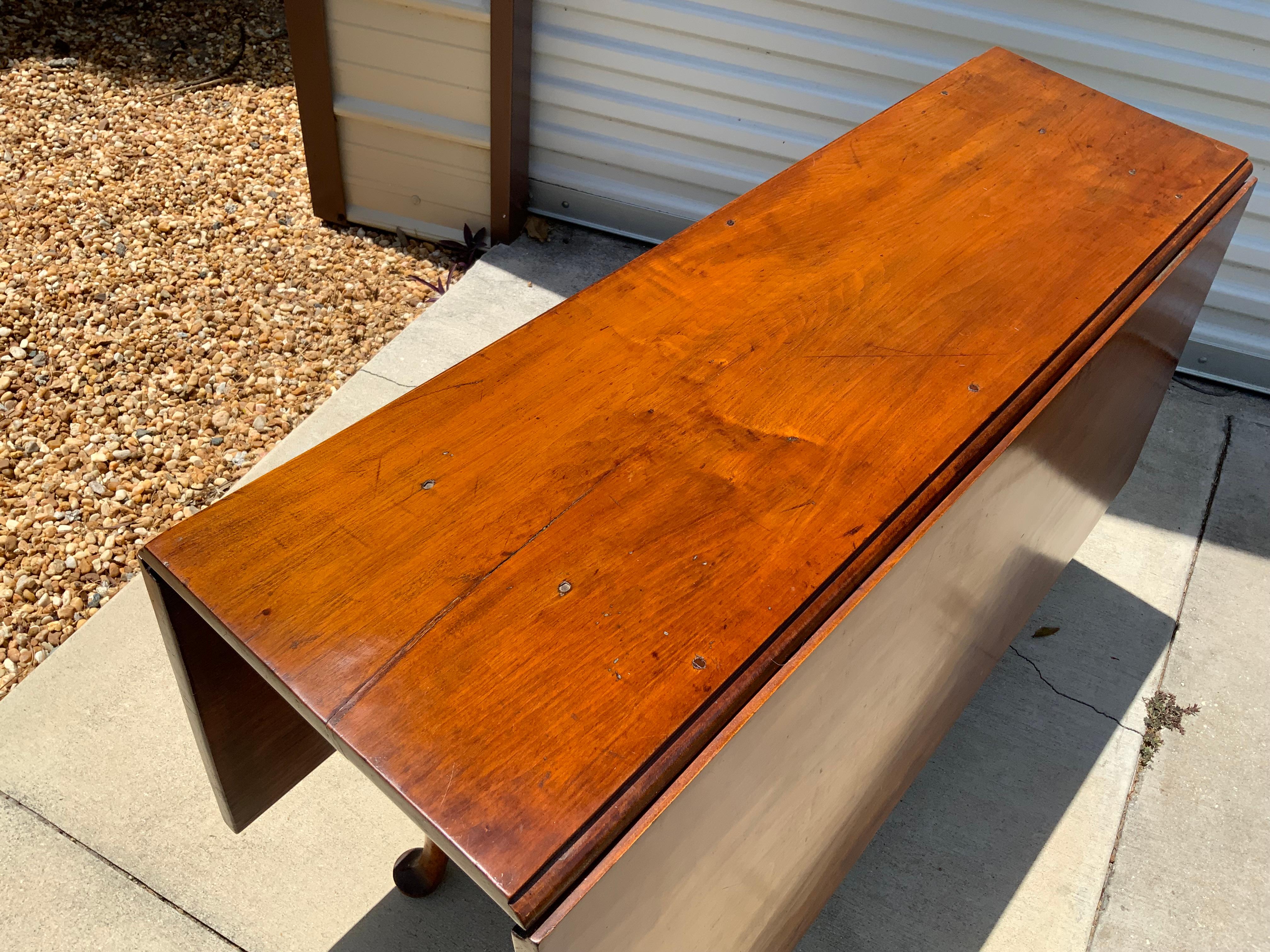 Queen Anne Maple Drop Leaf Table For Sale 1