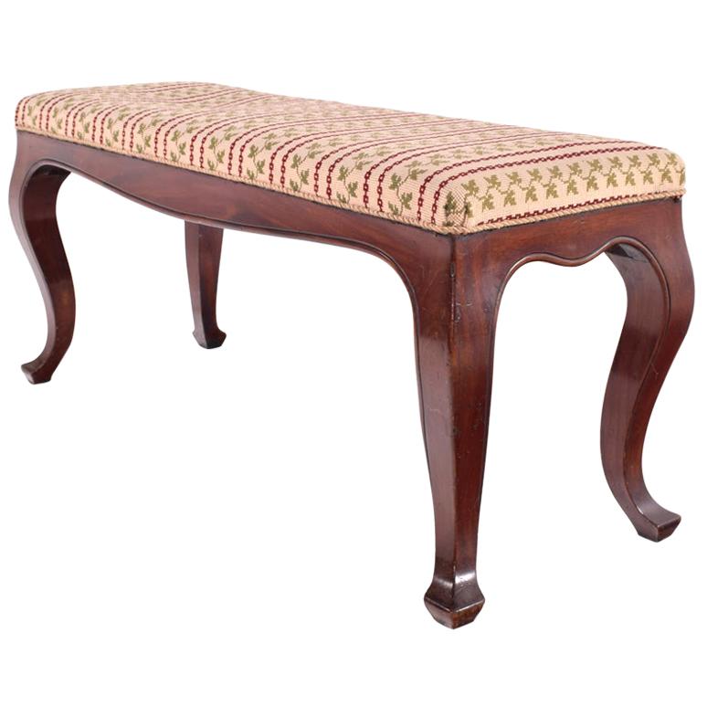Queen Anne Needlepoint Mahogany Piano Bench