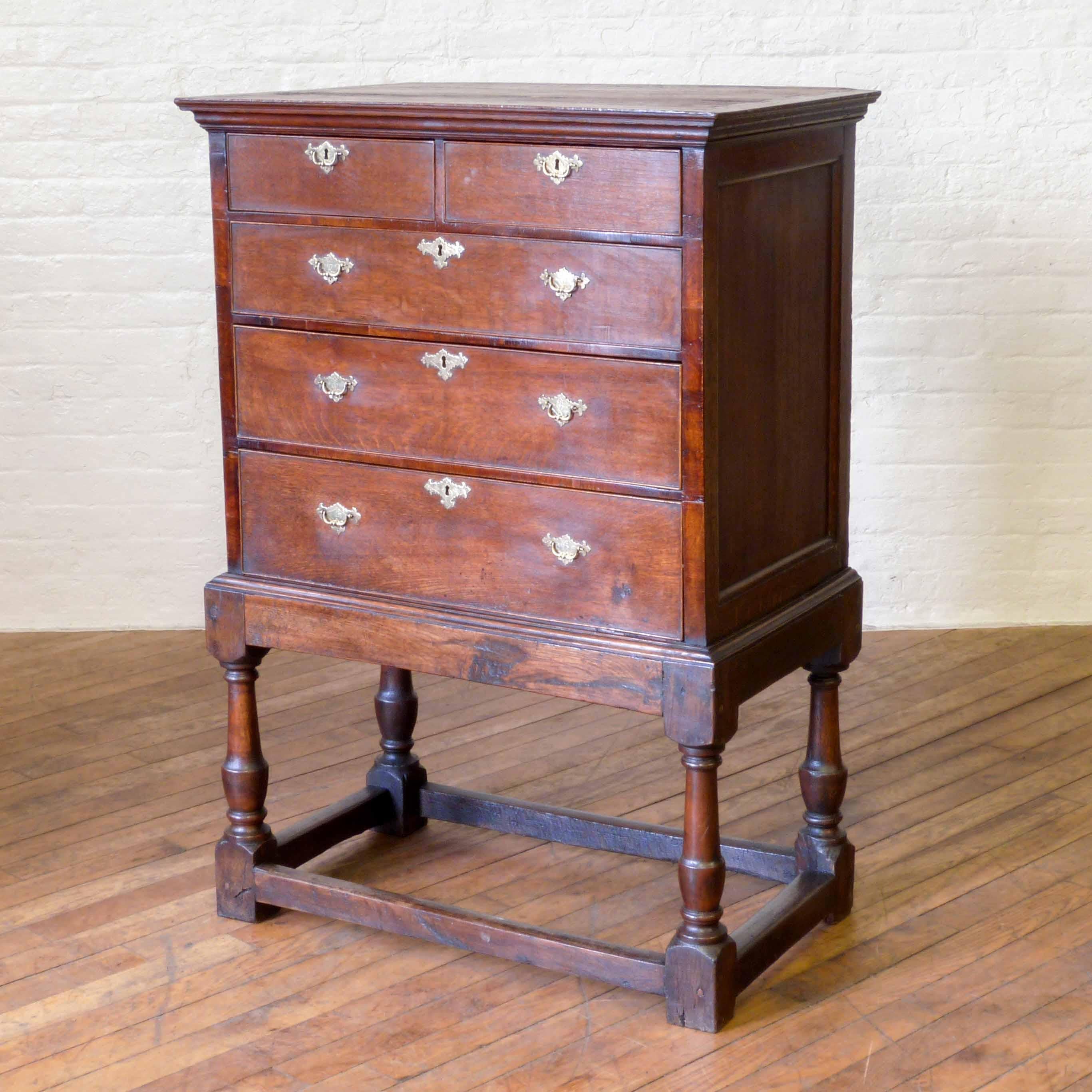 English Queen Anne Oak Chest on Stand For Sale