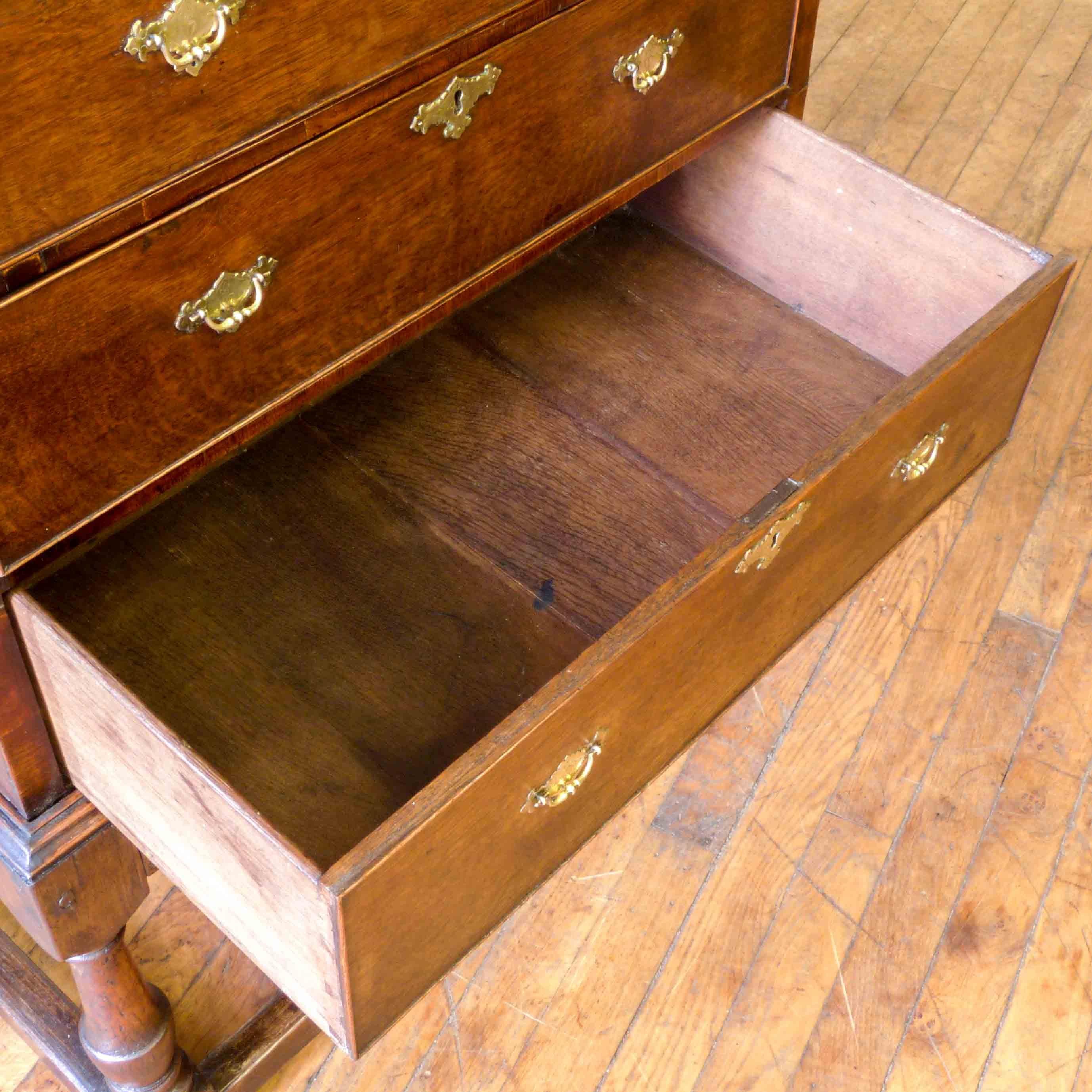 Early 18th Century Queen Anne Oak Chest on Stand For Sale