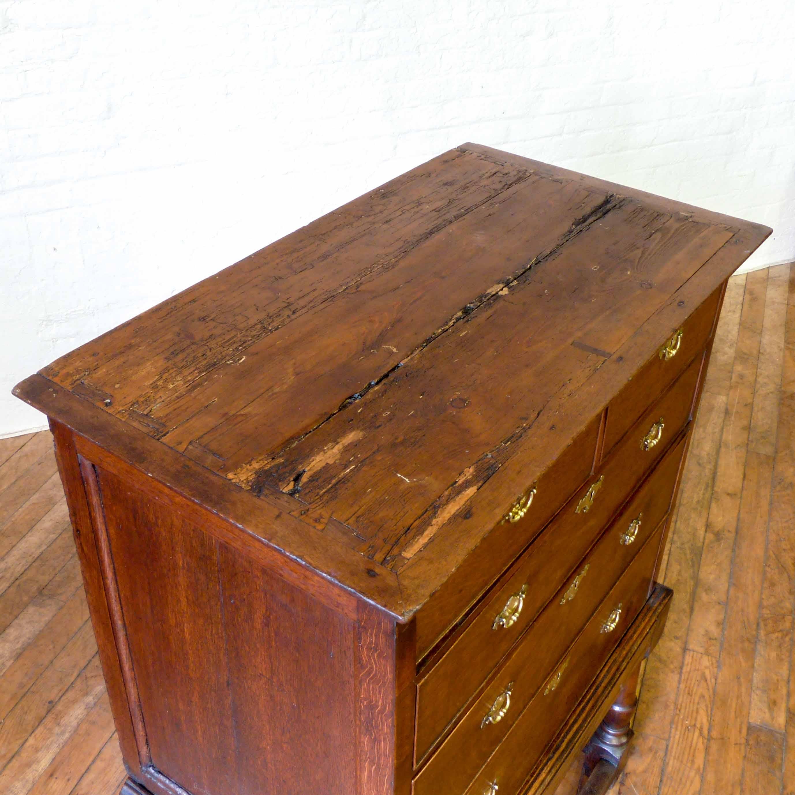 Queen Anne Oak Chest on Stand For Sale 1