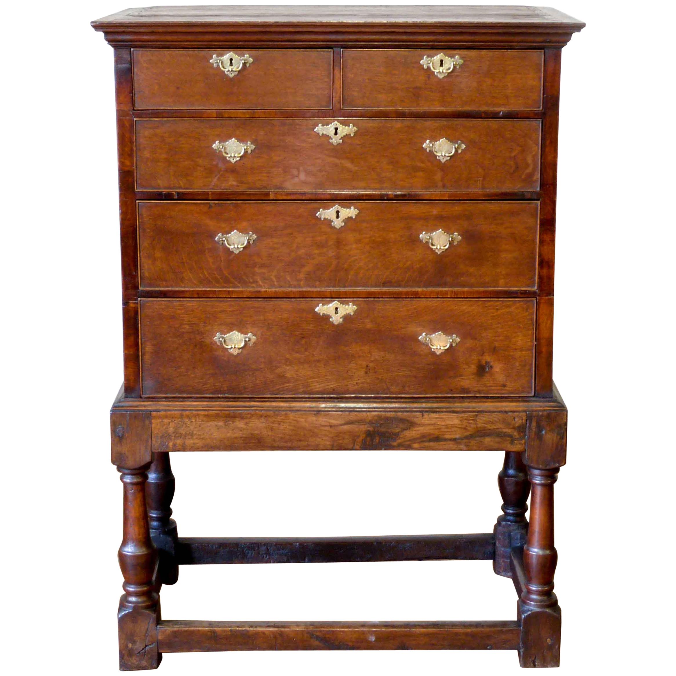 Queen Anne Oak Chest on Stand