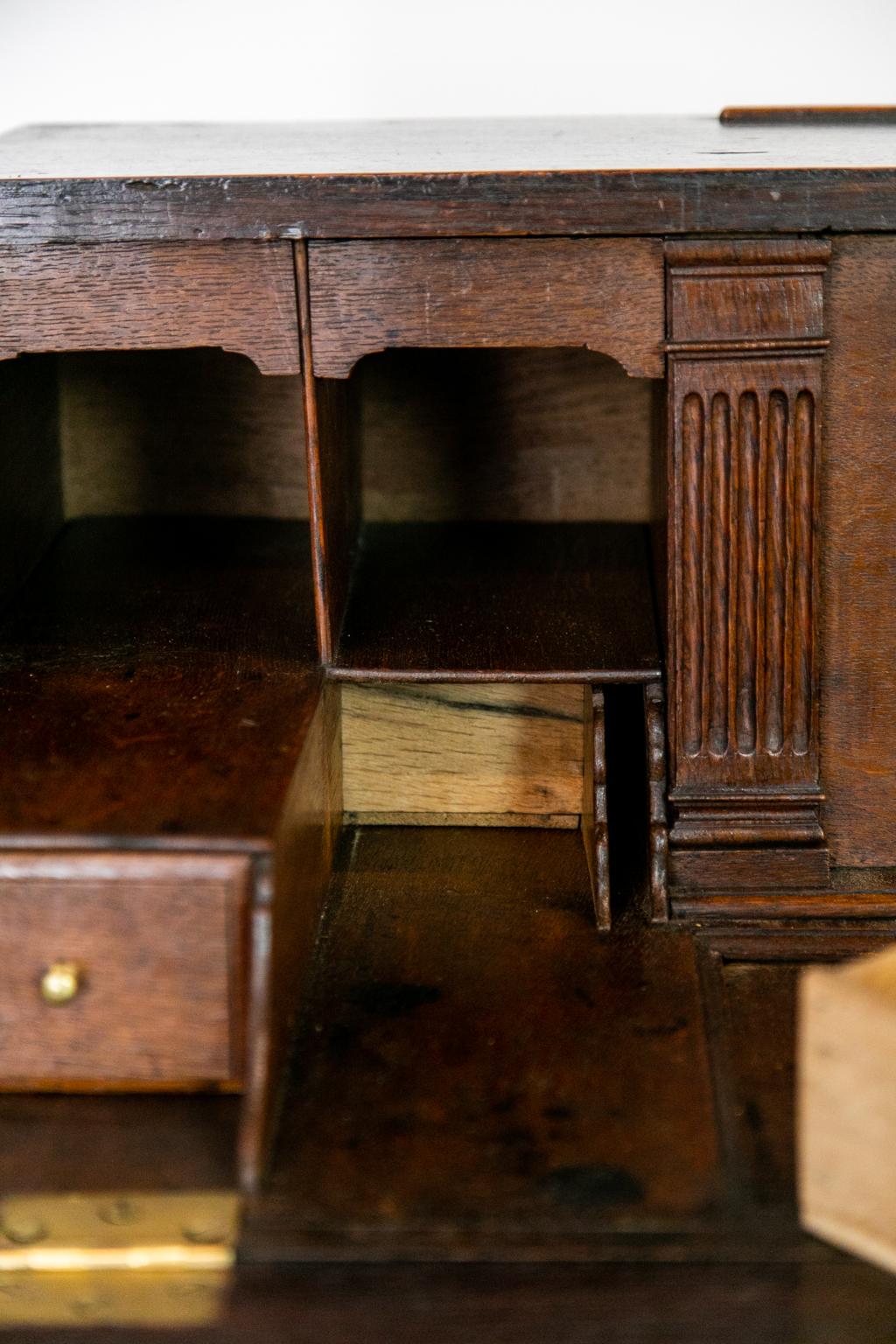 Queen Anne Oak Slant Front Desk 1