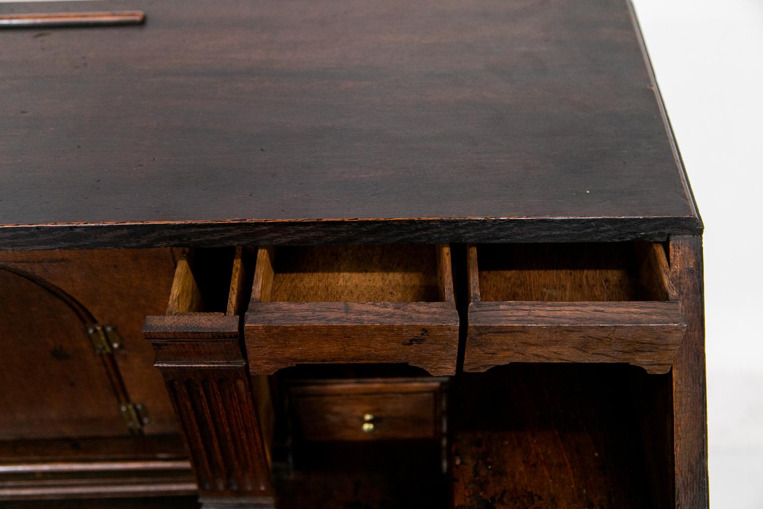 Hand-Carved Queen Anne Oak Slant Front Desk