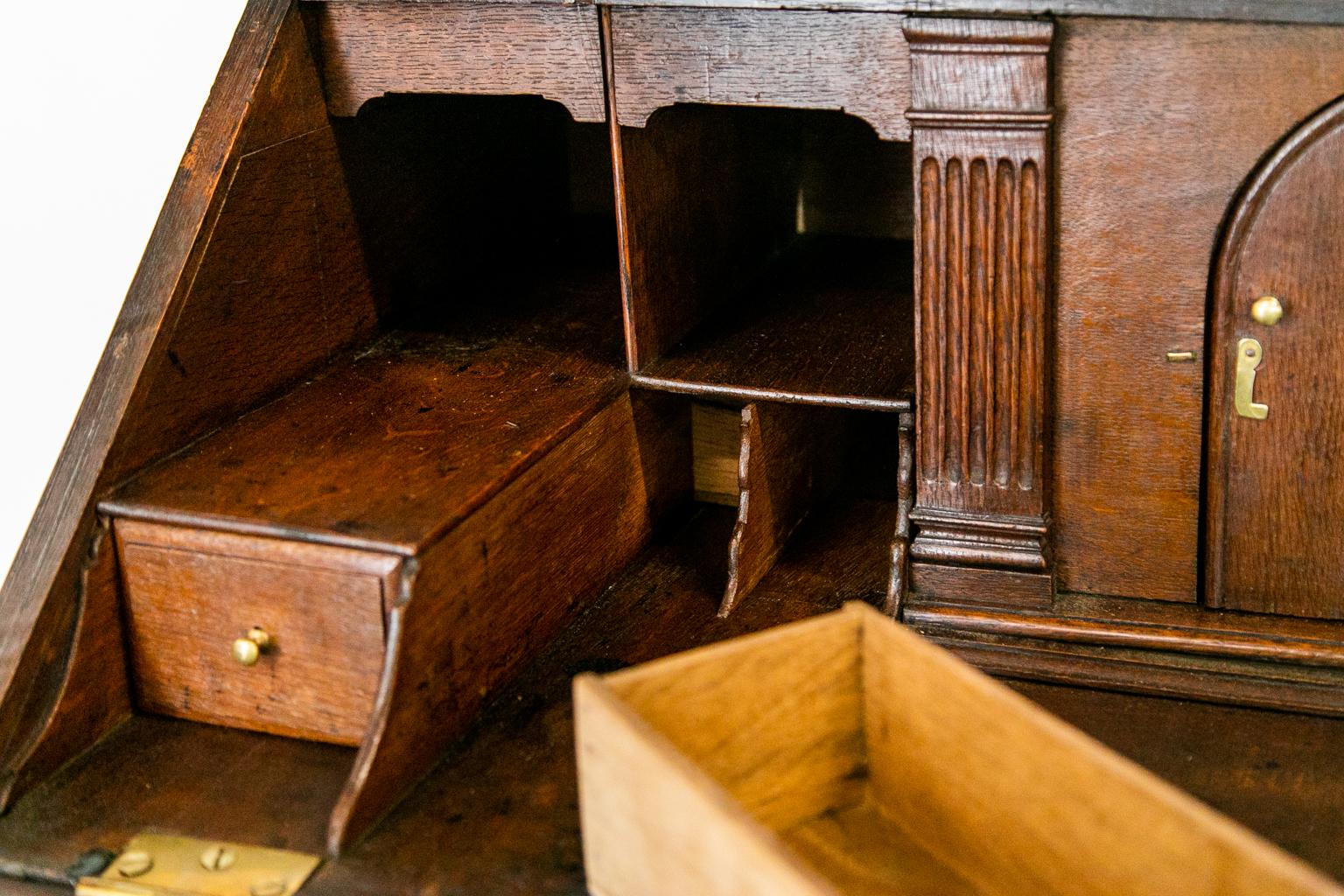 Mid-18th Century Queen Anne Oak Slant Front Desk
