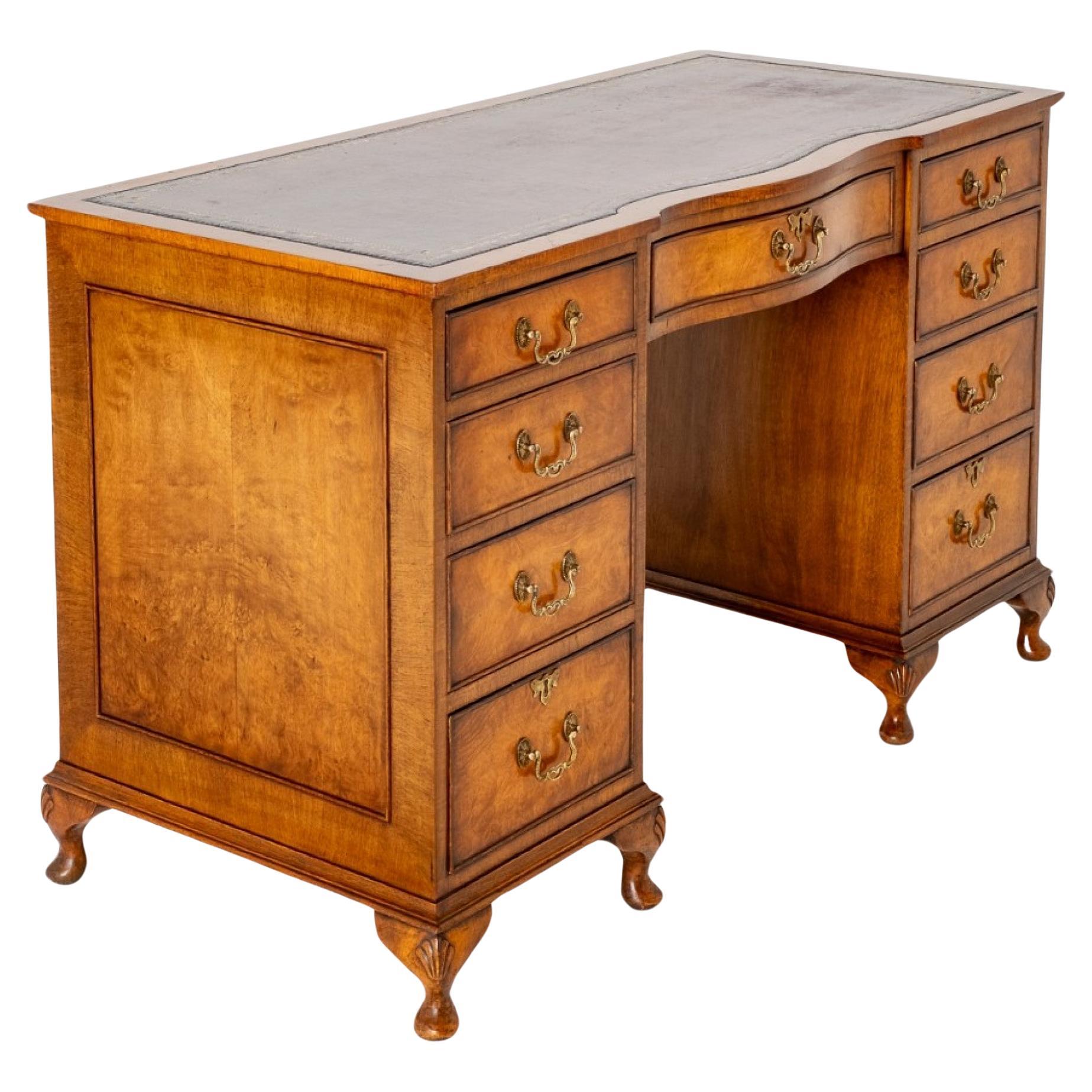 Queen Anne Pedestal Desk Walnut Revival For Sale