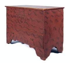 Queen Anne Period Blanket Chest with Two Whimsical Faces, ca 1740-1760