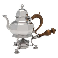 Queen Anne Period, Britannia Standard Silver Teapot on Warming Stand, 1712