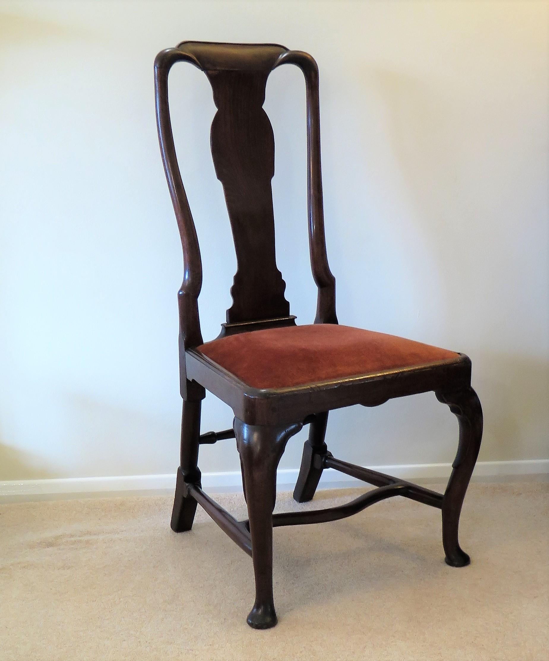 Antique Queen Anne Period Side Chair Fruitwood English Circa 1710 For Sale 1