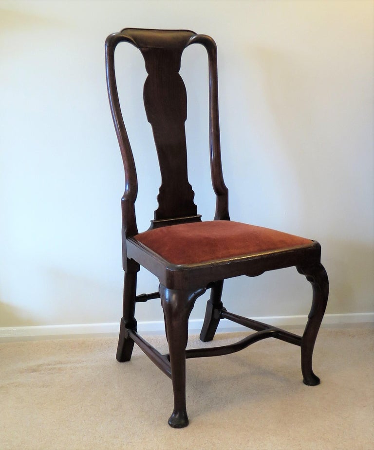 Antique Queen Anne Period Side Chair Fruitwood English Circa 1710 For