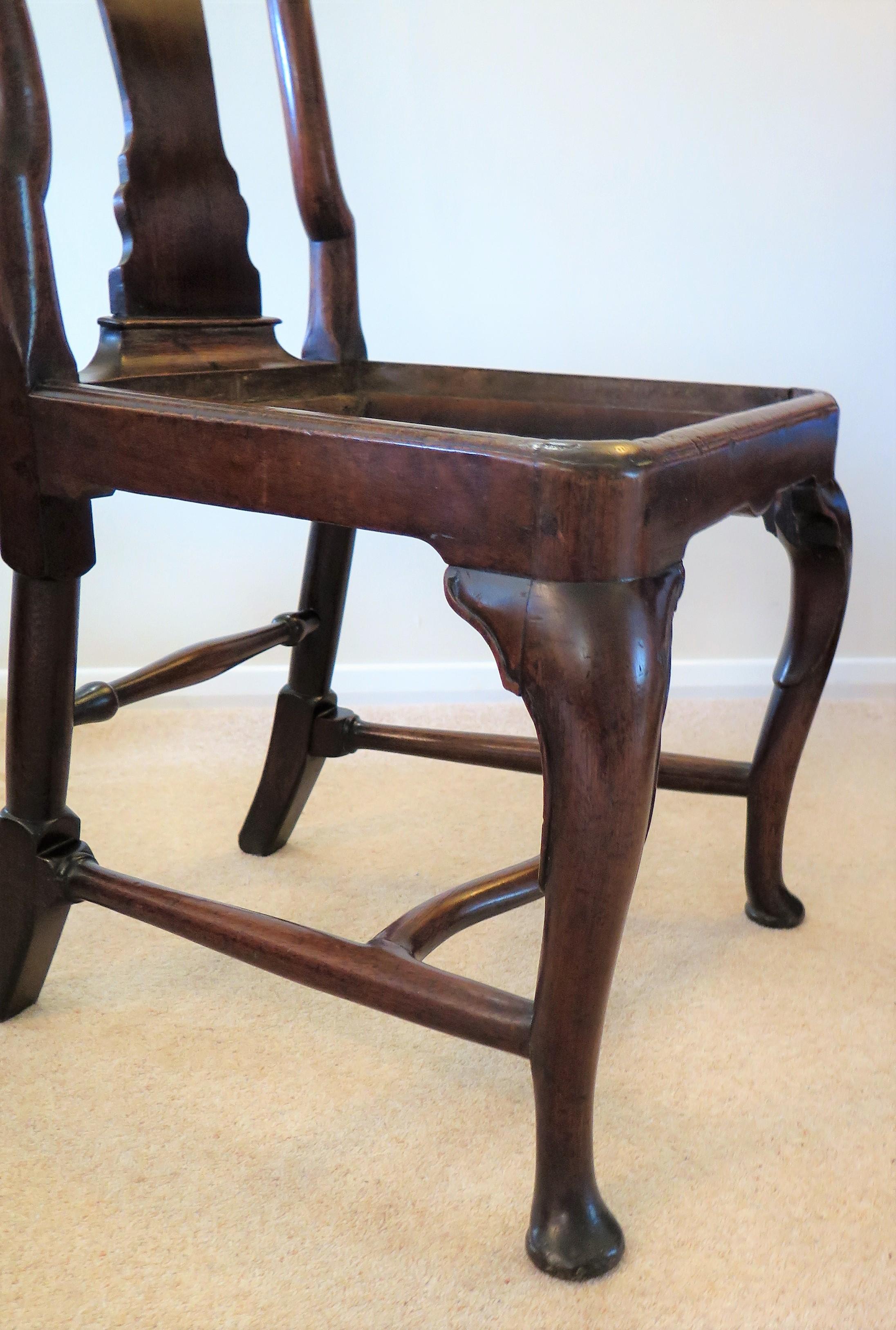 Antique Queen Anne Period Side Chair Fruitwood English Circa 1710 For Sale 7