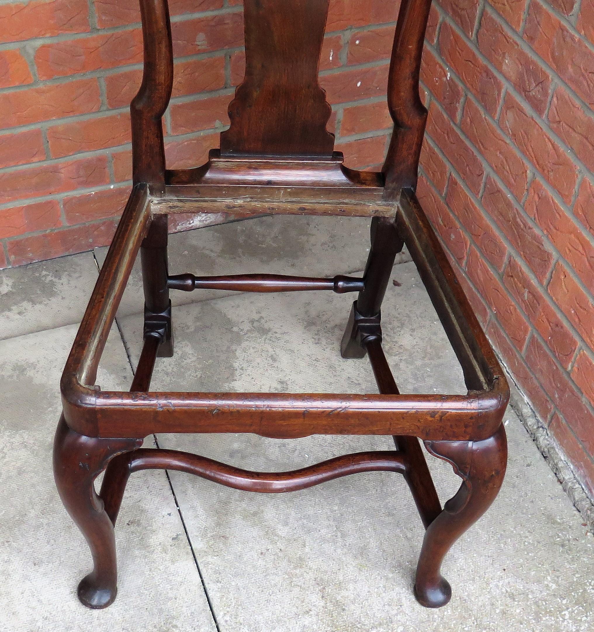 Antique Queen Anne Period Side Chair Fruitwood English Circa 1710 For Sale 8