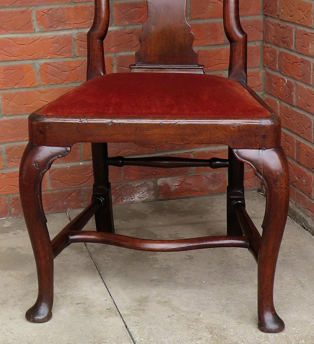 Hand-Carved Antique Queen Anne Period Side Chair Fruitwood English Circa 1710 For Sale