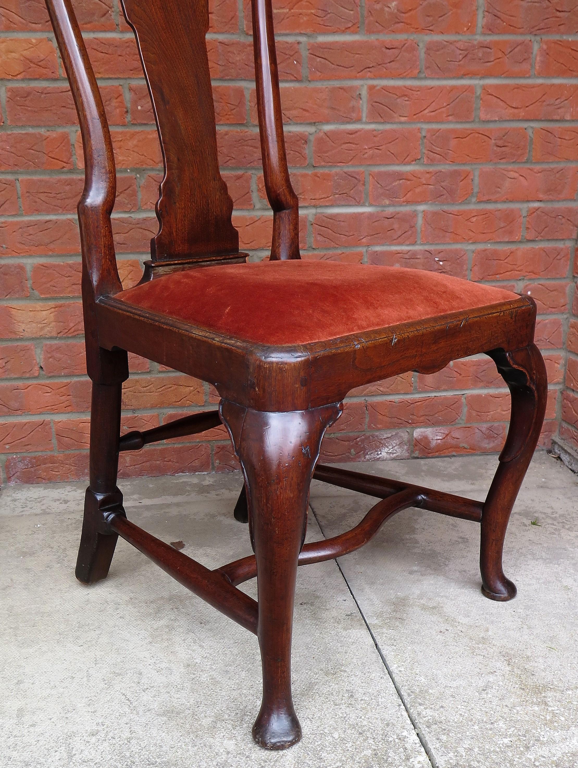 18th Century Antique Queen Anne Period Side Chair Fruitwood English Circa 1710 For Sale