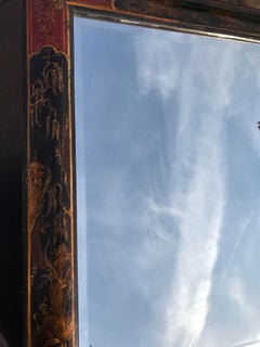 Queen Anne Period Chinoiserie Red, Black and Gold Japanned Mirror - RESERVED